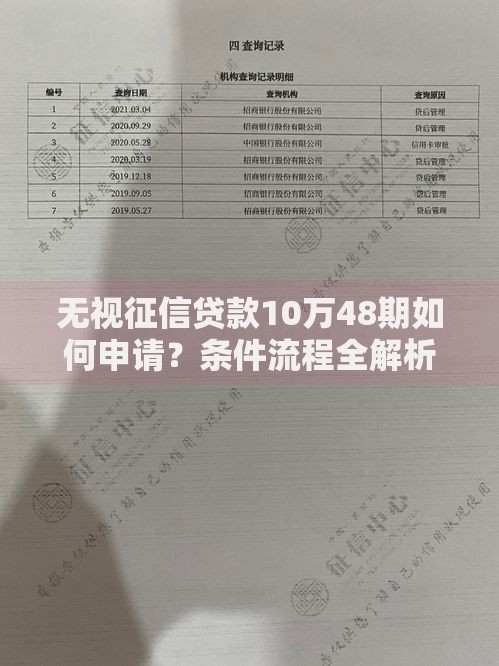 无视征信贷款10万48期如何申请？条件流程全解析