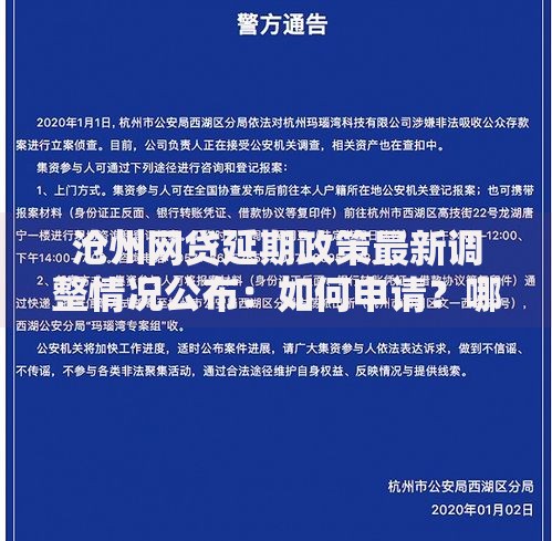 沧州网贷延期政策最新调整情况公布：如何申请？哪些变化需关注？