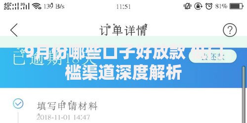 9月份哪些口子好放款 低门槛渠道深度解析