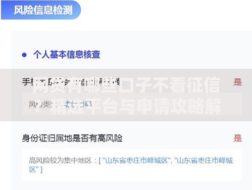 网贷有哪些口子不看征信?精选平台与申请攻略解析 网贷有哪些口子不看征信?精选平台与申请攻略解析