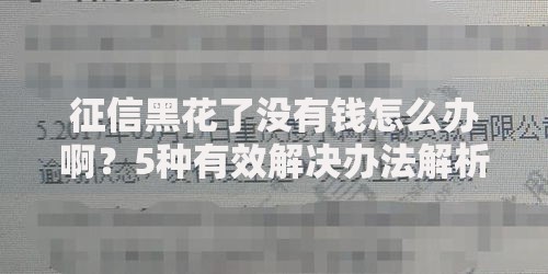 征信黑花了没有钱怎么办啊？5种有效解决办法解析