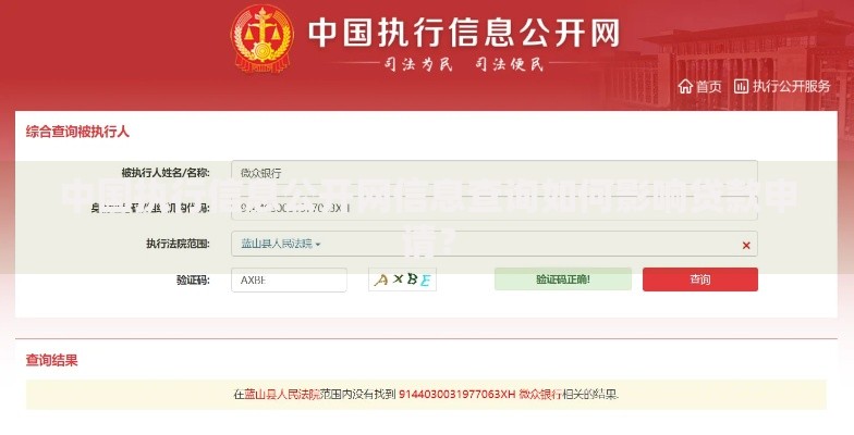 中国执行信息公开网信息查询如何影响贷款申请？