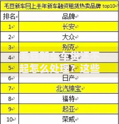 毛豆新车车贷还不起怎么处理？这些办法或许能帮你解围