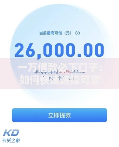 一万借款必下口子：如何快速选择可靠贷款渠道？