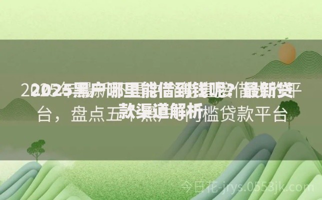 2025黑户哪里能借到钱呢？最新贷款渠道解析