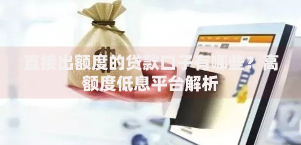 直接出额度的贷款口子有哪些？高额度低息平台解析
