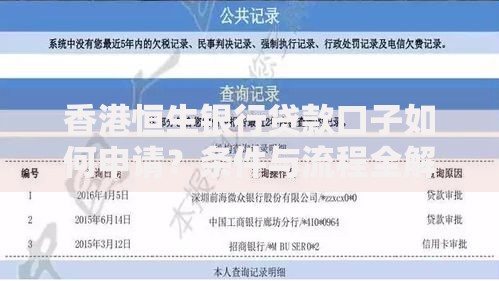 香港恒生银行贷款口子如何申请？条件与流程全解析