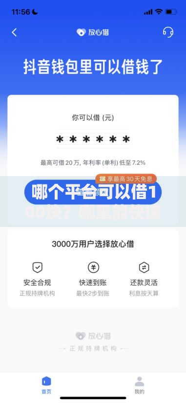 哪个平台可以借100块？哪里能快速到账安全申请