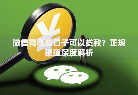 微信有哪些口子可以贷款？正规渠道深度解析