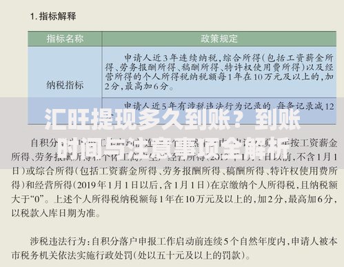 汇旺提现多久到账？到账时间与注意事项全解析