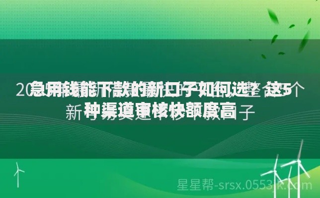 急用钱能下款的新口子如何选？这5种渠道审核快额度高