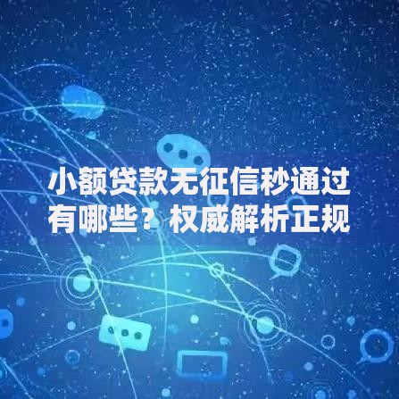 小额贷款无征信秒通过有哪些？权威解析正规平台与申请技巧