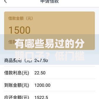 有哪些易过的分期口子？低门槛分期贷款推荐