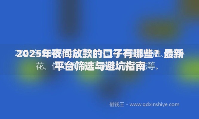 2025年夜间放款的口子有哪些？最新平台筛选与避坑指南
