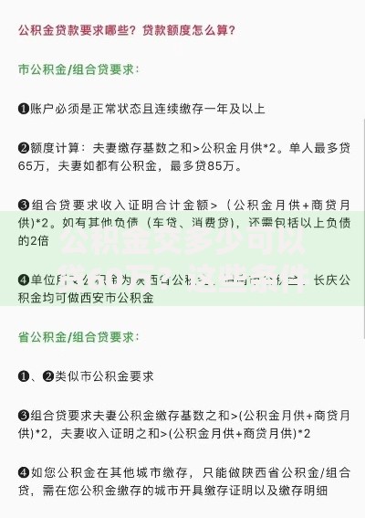 公积金交多少可以贷60万？这些条件达标就能申请
