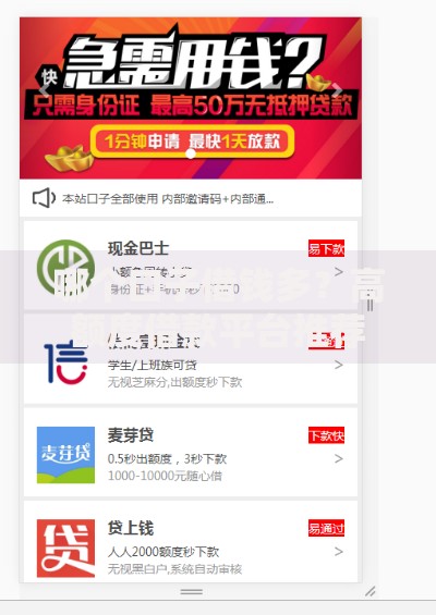 哪个口子借钱多？高额度借款平台推荐及申请攻略