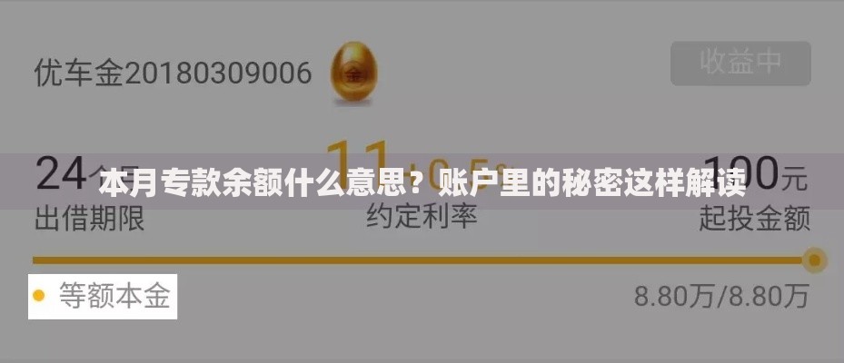 本月专款余额什么意思？账户里的秘密这样解读