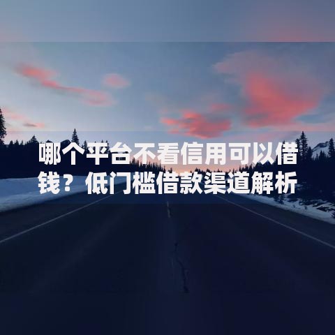 哪个平台不看信用可以借钱？低门槛借款渠道解析