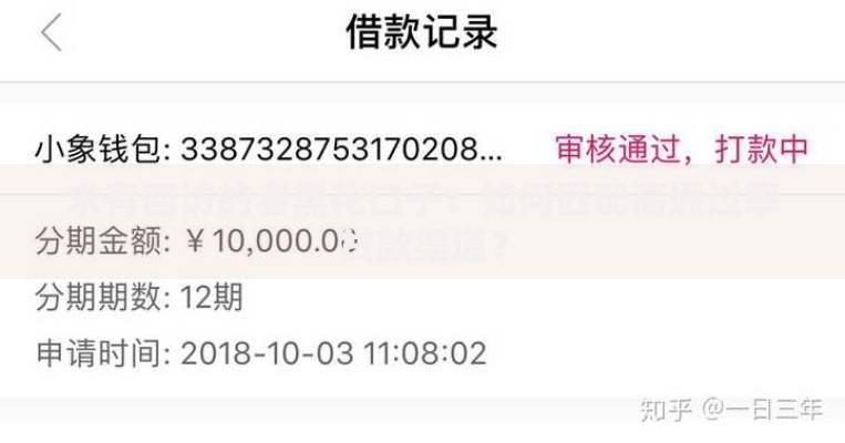 求有回访的老黑花口子：如何匹配高通过率贷款渠道？
