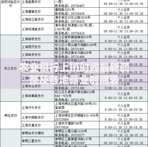 农业银行上班时间最新调整及各地营业时间表