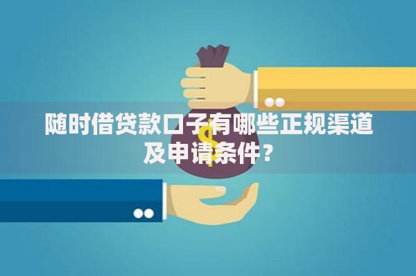 随时借贷款口子有哪些正规渠道及申请条件？