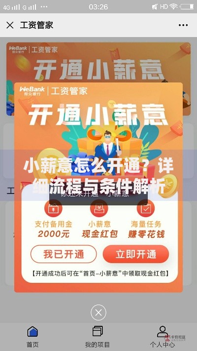 小薪意怎么开通？详细流程与条件解析