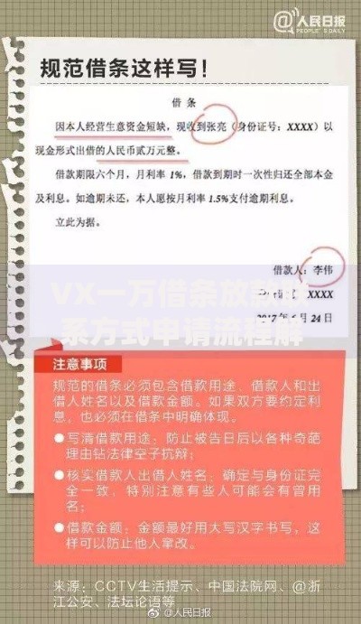 VX一万借条放款联系方式申请流程解析与风险防范