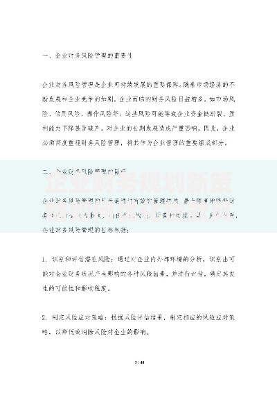 企业财务规划新策略如何优化贷款风险管理