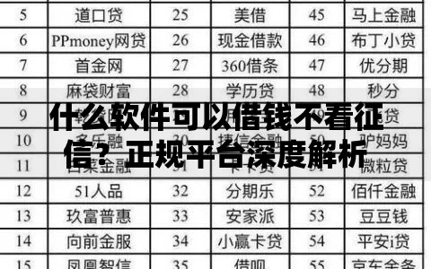 什么软件可以借钱不看征信？正规平台深度解析