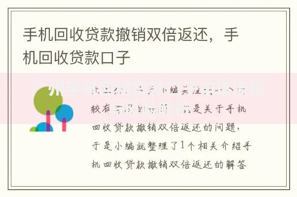 广州手机回租贷款口子申请流程与风险解析