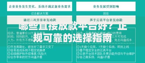 哪些直接放款平台好？正规可靠的选择指南