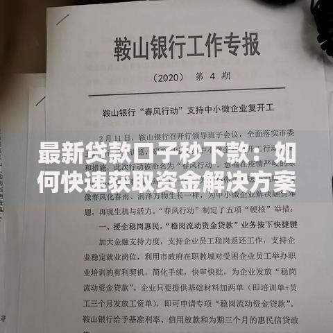 最新贷款口子秒下款：如何快速获取资金解决方案？