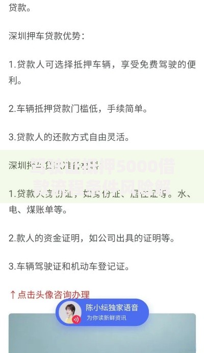 驾驶证抵押5000借款流程条件风险解析