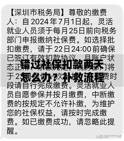 错过社保扣款两天怎么办？补救流程+影响全解析