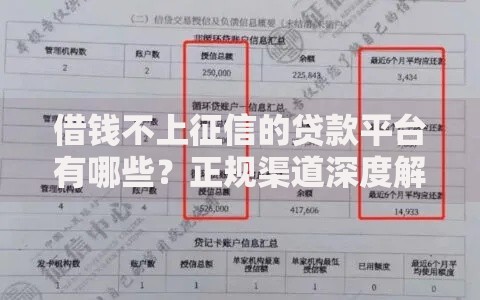 借钱不上征信的贷款平台有哪些？正规渠道深度解析