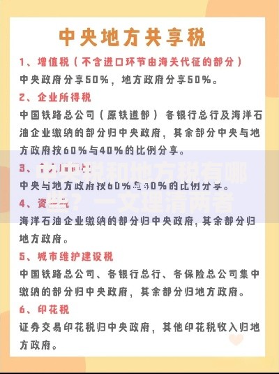 中央税和地方税有哪些？一文理清两者的区别与征收范围
