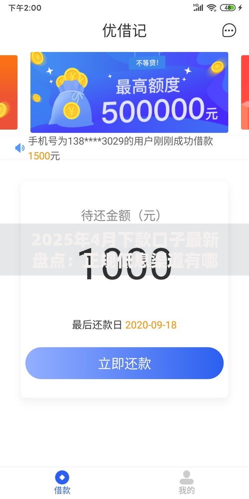 2025年4月下款口子最新盘点：正规低息渠道有哪些？