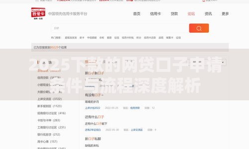 2025下款的网贷口子申请条件与流程深度解析