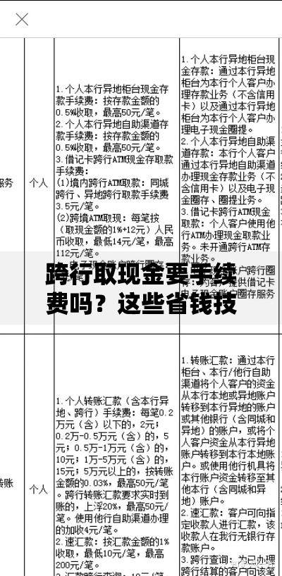 跨行取现金要手续费吗？这些省钱技巧让你少花冤枉钱