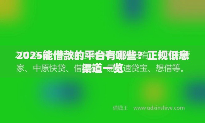 2025能借款的平台有哪些？正规低息渠道一览