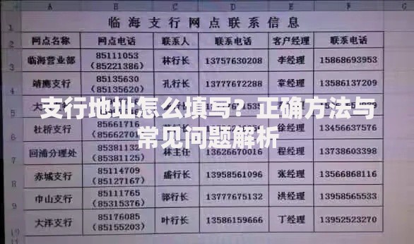 支行地址怎么填写？正确方法与常见问题解析