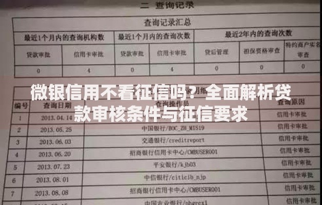 微银信用不看征信吗？全面解析贷款审核条件与征信要求