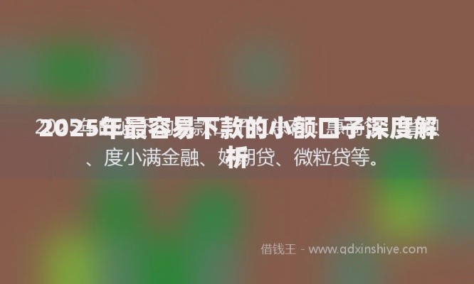 2025年最容易下款的小额口子深度解析