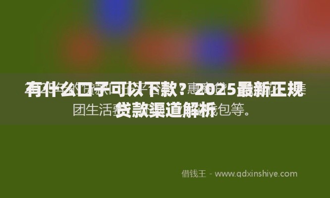 有什么口子可以下款？2025最新正规贷款渠道解析