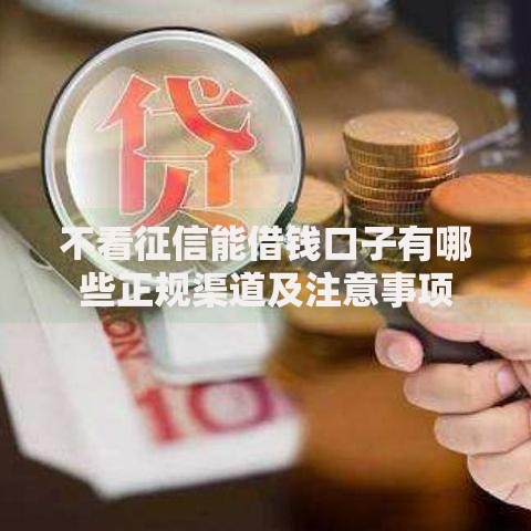 不看征信能借钱口子有哪些正规渠道及注意事项