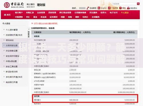 银行卡一天多少限额？额度设置技巧与常见问题解答