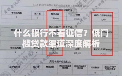 什么银行不看征信？低门槛贷款渠道深度解析