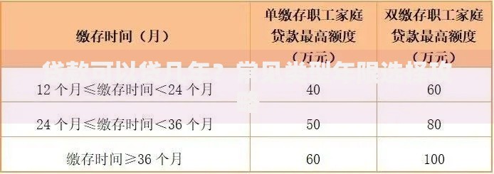贷款可以贷几年？常见类型年限选择攻略