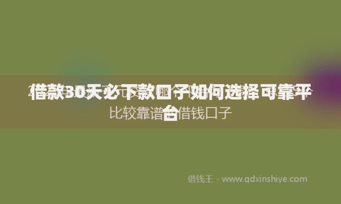 借款30天必下款口子如何选择可靠平台