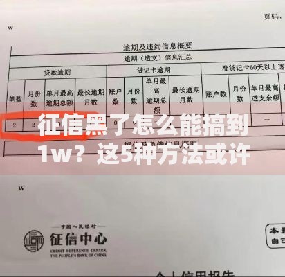征信黑了怎么能搞到1w？这5种方法或许能帮到你